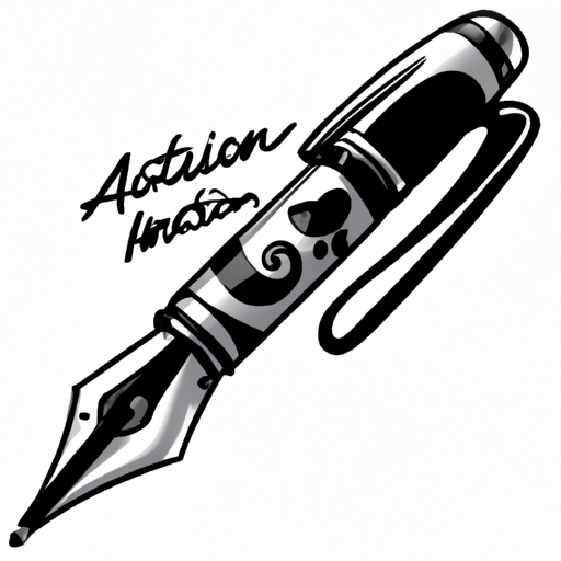 איור בשחור לבן של עט עם לוגו ממותג בהתאמה אישית