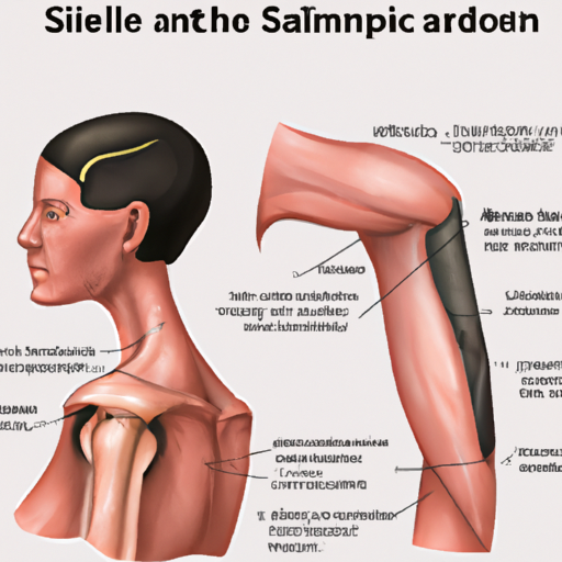 איור של מפרק כתף עם הסבר על חלקי הכתף השונים